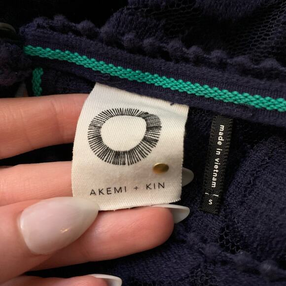 Akemi + Kin Anthropologie Maite navy blue multicolor tunic top size S - Picture 8 of 13